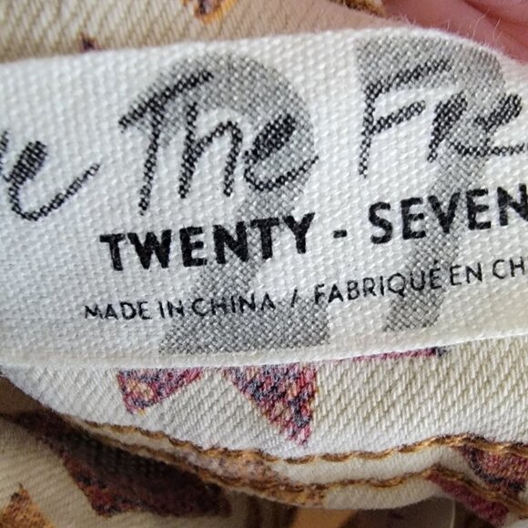 Free People We the Wild Child Printed Skinny Jeans Ivory Size 27 EUC - Picture 12 of 14